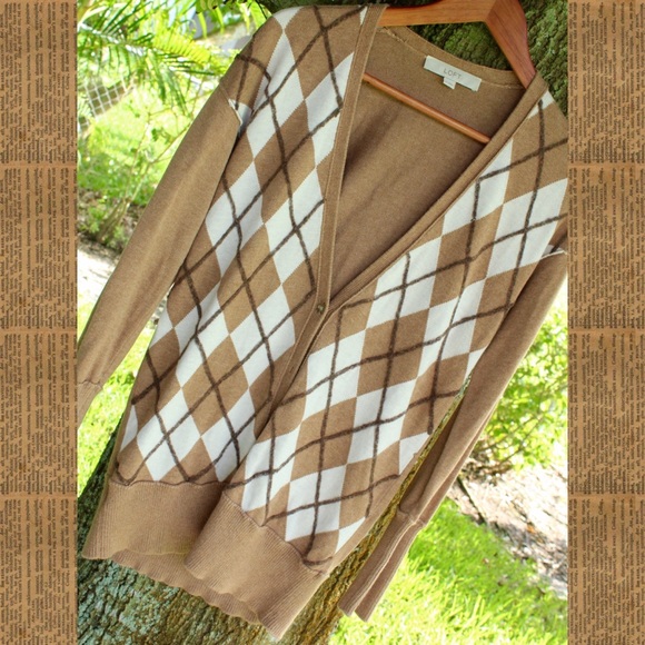 LOFT Sweaters - loft brown plaid cardigan